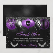 ブラック&パープルハロウィーンオーナメント誕生日 サンキューカード (正面/裏面)