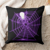 ブラック&パープルハロウィーンスパイダーウェブ装飾用クッション クッション (ブランケット)