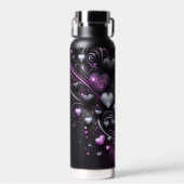 ブラック&パープルハート ウォーターボトル (正面)