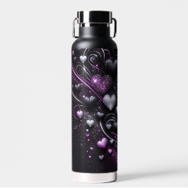 ブラック&パープルハート ウォーターボトル