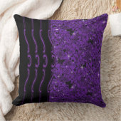 ブラック&パープルバタフライフローラ装飾用クッション クッション (ブランケット)