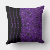 ブラック&パープルバタフライフローラ装飾用クッション クッション (裏面)