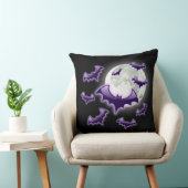 ブラック&パープルフルムーンこうもり装飾用クッション クッション (椅子)