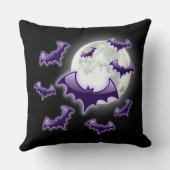ブラック&パープルフルムーンこうもり装飾用クッション クッション (裏面)