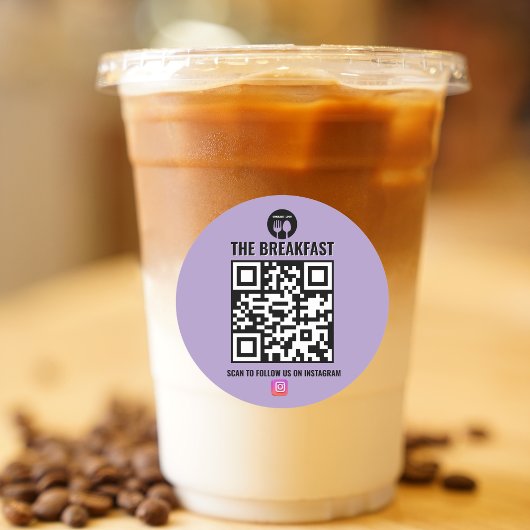 ブラック・パープルモダン・ビジネス・インスタグラムQrコード ラウンドシール