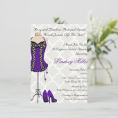 ブラック＆パープルランジェリー ブライダルシャワー インビテーション (スタンド正面)
