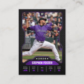 ブラック&パープル野球トレーディングカード（統計あり） コーリングカード (正面)