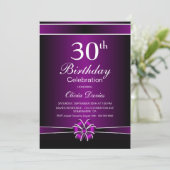 ブラック&パープル30歳の誕生日お祝い 招待状 (スタンド正面)