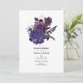 ブラック パープル ゴールド フローラル ゴシック カップル シャワー 招待状 (スタンド正面)