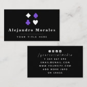 ブラック&パープル ポーカーテーマ トランプゲーム カジノ クール 名刺 (正面/裏面)