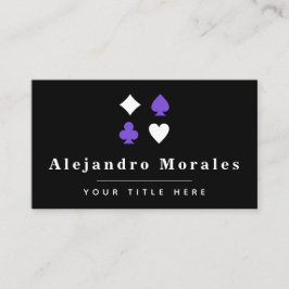 ブラック＆パープル ポーカーテーマ トランプゲーム カジノ クール 名刺