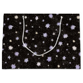 ブラック パープル 星 誕生日 ラージペーパーバッグ (正面)