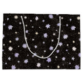 ブラック パープル 星 誕生日 ラージペーパーバッグ (裏面)