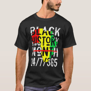 ブラック・ヒストリー月247365アフリカ地図メラニン2023 Tシャツ