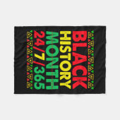 ブラック・ヒストリー月247365シャツ・アフリ男性へカ・ウォ フリースブランケット (正面(横))