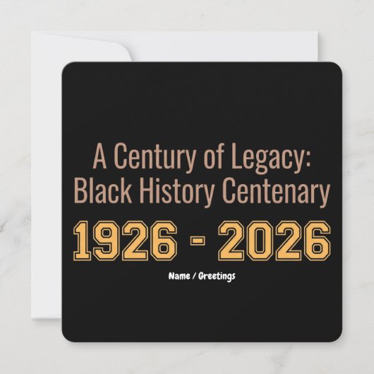 ブラック・ヒストリー・センタリー 1926-2026 世紀の遺産 招待状 (正面)