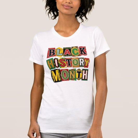 ブラック・ヒストリー・月の女性アフロの遺産 Tシャツ (正面)