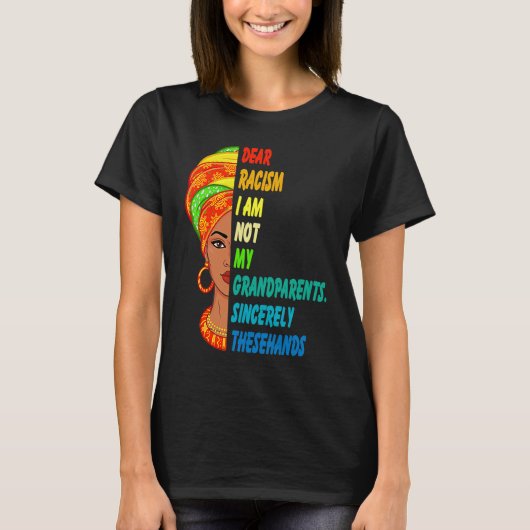 ブラック・ヒストリー・月の黒人女性 BHM プライド メラニン Tシャツ (正面)