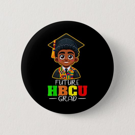ブラック・ヒストリー・月間 将来のHBCU卒業 ブラック娘 缶バッジ (正面)