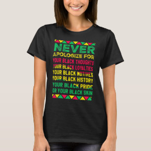 ブラック・ヒストリーPに対して謝罪しない Tシャツ