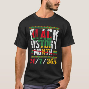 ブラック・ヒストリ24 7 365アフリカ地図BHMプライドAfro W Tシャツ