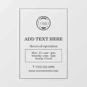 ブラック・ビジネスの営業時間のカスタムロゴ ウィンドウサイン (シート)