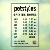 ブラック・ビジネスの営業時間ロゴとQRコード ウィンドウサイン (シート3)