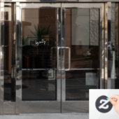 ブラック・ビジネスの営業時間ロゴとQRコード ウィンドウサイン (オフィスドア)