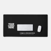 ブラック |ビジネスカスタムロゴ名、スローガン デスクマット (キーボード&マウス)