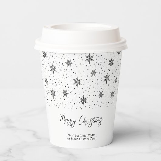 ブラック |ビジネスロゴ冬のクリスマスホリデー 紙コップ (裏面)