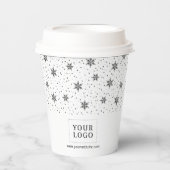 ブラック |ビジネスロゴ冬のクリスマスホリデー 紙コップ (正面)