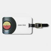 ブラック・ビニール音楽記録ラベル手荷物 ラゲッジタグ (正面横)