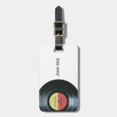 ブラック・ビニール音楽記録ラベル手荷物 ラゲッジタグ (正面縦)