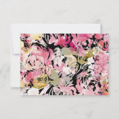 ブラック、ピンクおよび赤面水彩花アーチRSVP 出欠カード (裏面)