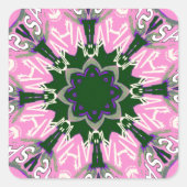 ブラック&ピンクかわいいフローラファッションモティーモモモノグラム スクエアシール (正面)