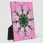 ブラック&ピンクかわいいフローラファッションモティーモモモノグラム フォトプラーク (側面)