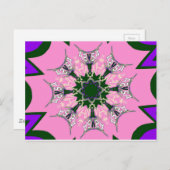 ブラック&ピンクかわいいフローラファッションモティーモモモノグラム ポストカード (正面/裏面)