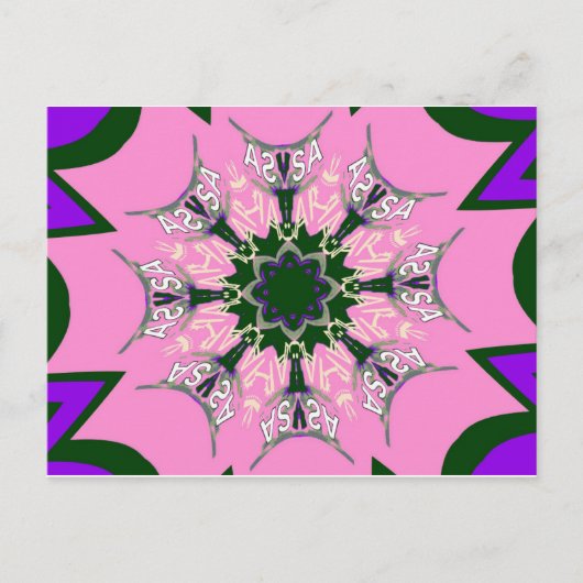 ブラック&ピンクかわいいフローラファッションモティーモモモノグラム ポストカード (正面)