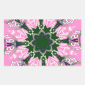 ブラック&ピンクかわいいフローラファッションモティーモモモノグラム 長方形シール (正面)