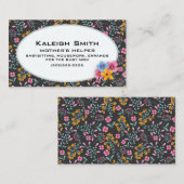 ブラック(ピンクと黄色のフローラ母ヘルパー) コーリングカード (正面/裏面)