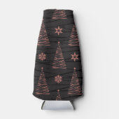 ブラック&ピンクのクリスマスツリー&スター ボトルクーラー (正面)