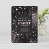 ブラック＆ピンクのスパークリングライト 新年のパーティー 招待状 (スタンド正面)
