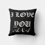 ブラック&ピンクのハートパターン私はあなたを愛する装飾用クッション クッション (裏面)