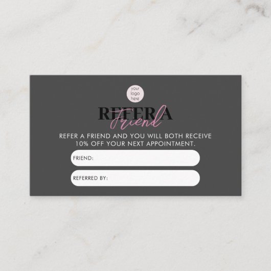 ブラック&ピンクのビジネスは友人の紹介カードを参照 名刺 (正面)