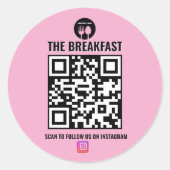 ブラック&ピンクのモダンビジネスインスタグラムQrコード ラウンドシール (正面)