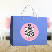 ブラック&ピンクのモダンビジネスインスタグラムQrコード ラウンドシール