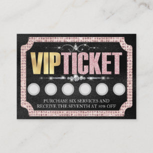 ブラック&ピンクのラメVIP顧客ロイヤルティカード 名刺