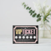 ブラック＆ピンクのラメVIP顧客ロイヤルティカード 名刺 (スタンド正面)