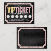 ブラック＆ピンクのラメVIP顧客ロイヤルティカード 名刺 (正面/裏面)