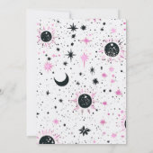 ブラック&ピンクの天体テーマのブライズメイドパーティー 招待状 (裏面)